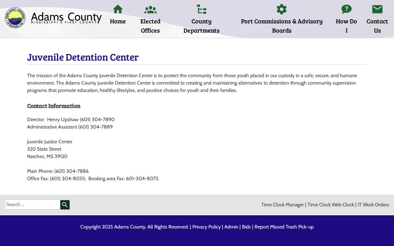 Adams County Juvenile Detention Center official contact and release record source