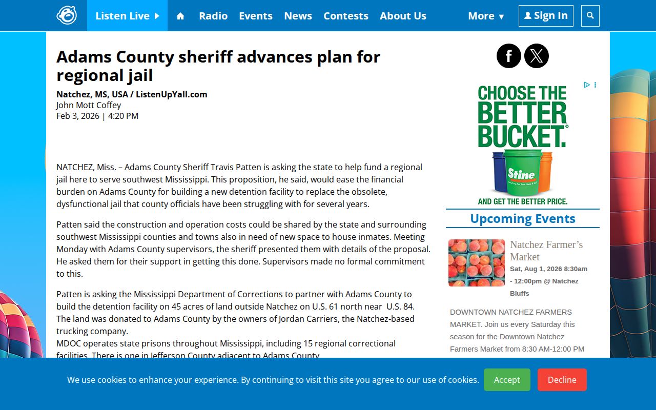 Report on Adams County detainee transfers to Concordia Parish Correctional Facility