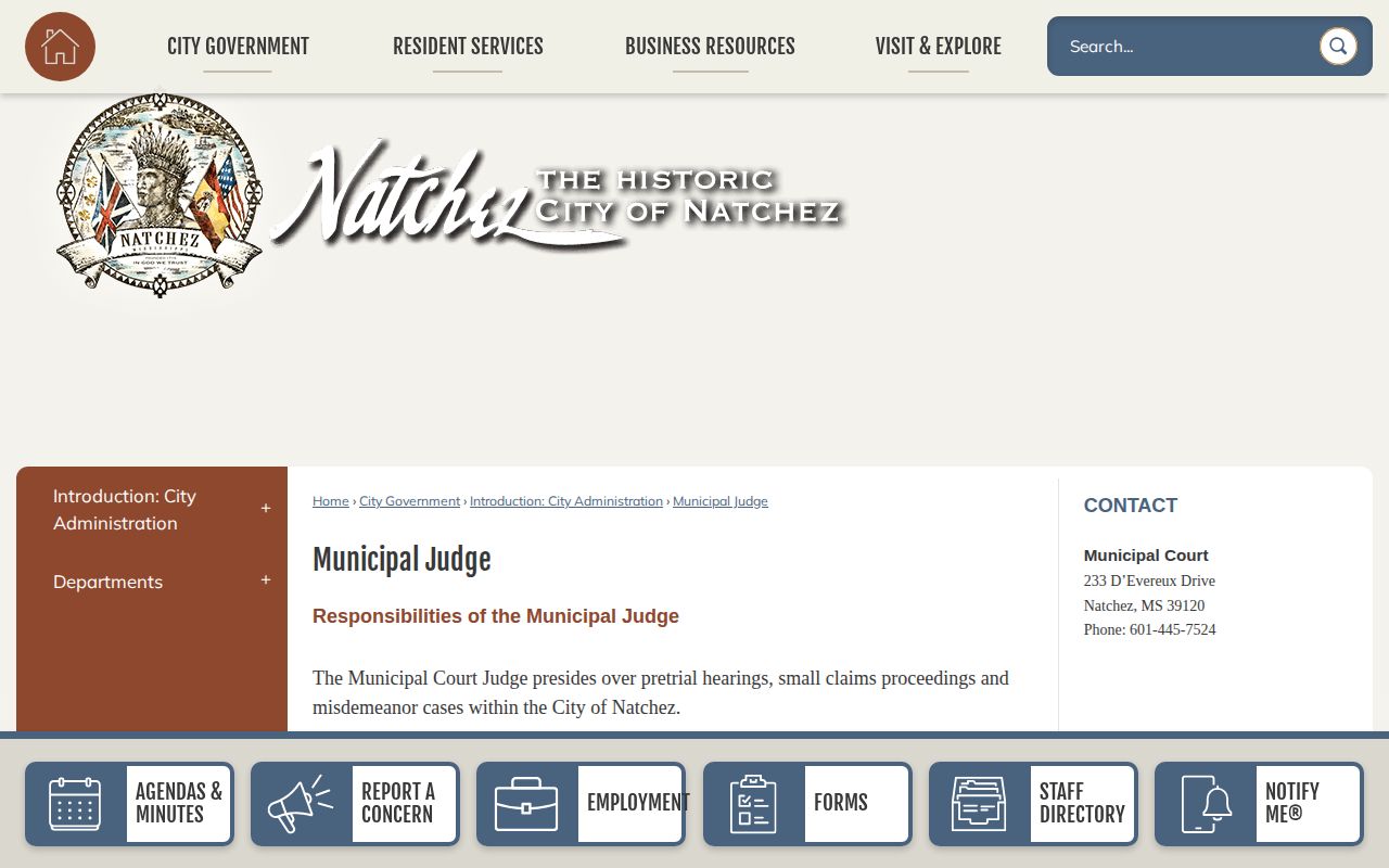 Natchez municipal court source for city jail release records
